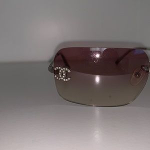 Vintage Pink Chanel Rhinestone Sunglasses